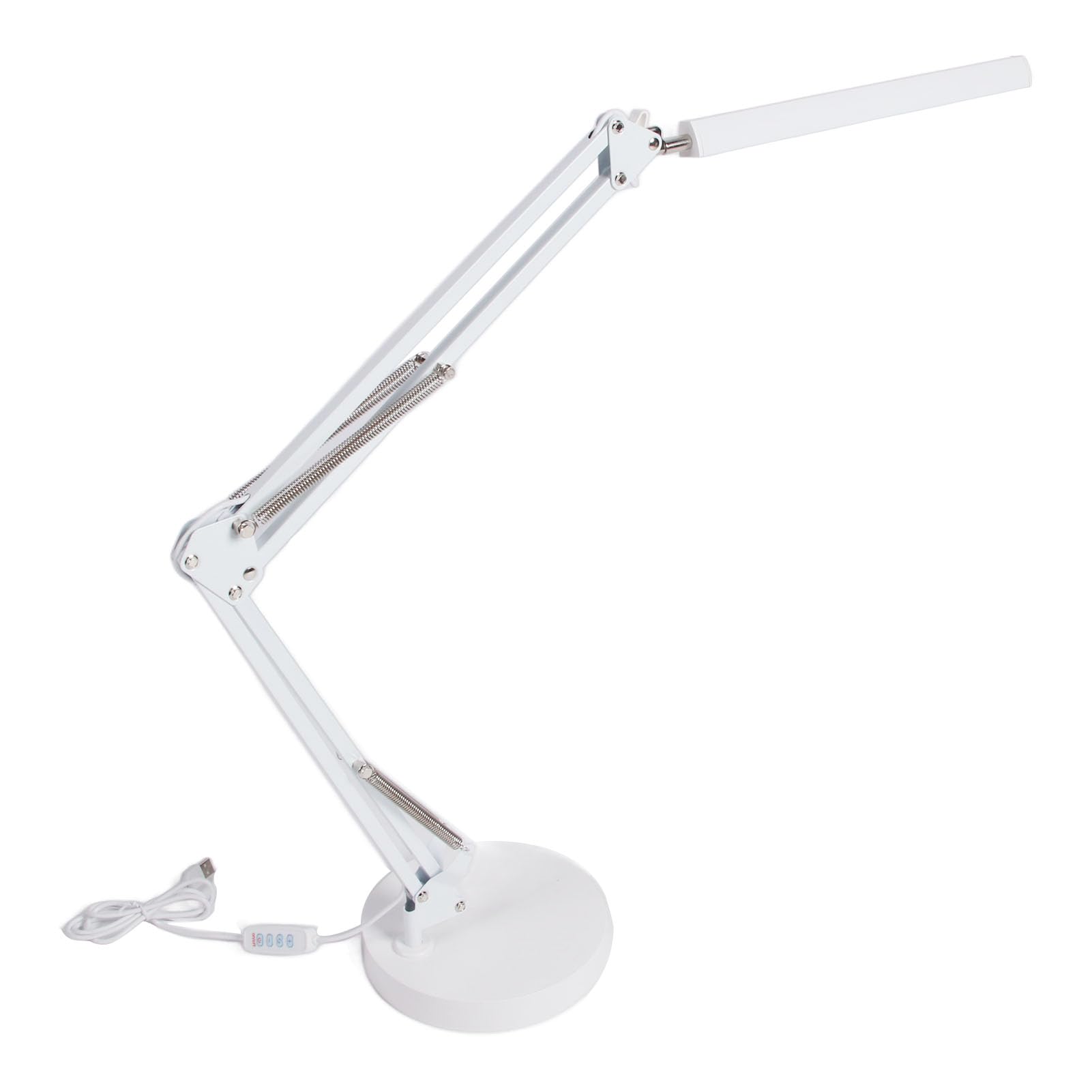LED-Schreibtischlampe, 12 W, 1000 LX, 3-teilige Schreibtischlampe mit Schwenkarm, Verstellbare mit Rundem Sockel für Büro, Schlafzimmer, Schlafsaal, Schule, Hotel, Tattoo, Augenbrauen, (WHITE)
