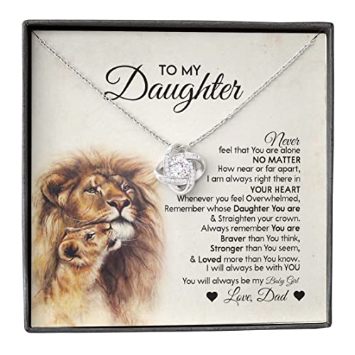 Father To Daughter Gifts From Dad, Father Daughter Necklace Sterling Silver, To My Daughter Necklace From Lion Dad Daddy On Graduation, Birthday, Valentines, Christmas For Badass Beautiful Girls