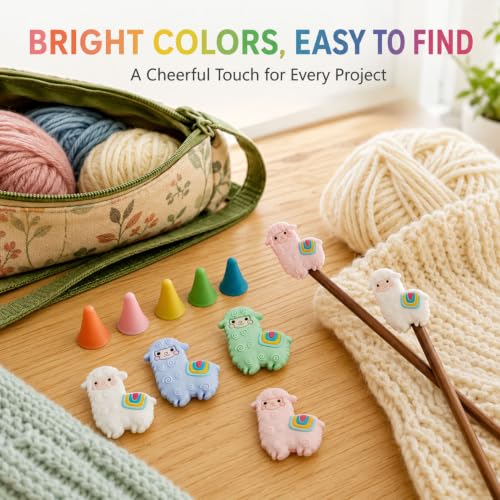 Image of Sexyppl 8PCS Knitting Needle Stoppers,Cartoon Animal Needle Point Protectors, Cute Letters Knitting End Caps, Colorful Cube Knitting Accessories and Gadgets (8 White)