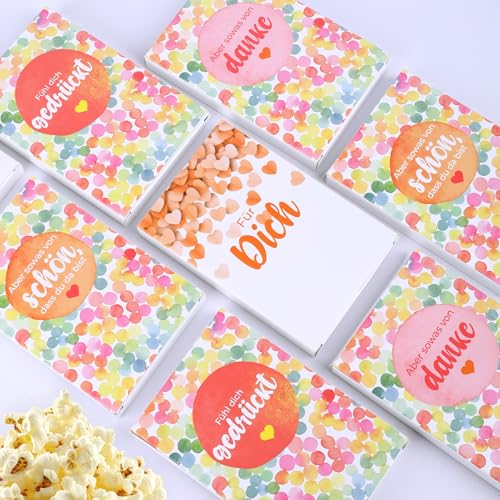 Liebevolles Gastgeschenk – 6x100g Süßes Mikrowellen-Popcorn – Aber sowas von schön, dass du da bist – Leckeres Mitgebsel für Hochzeit, Geburtstag & besondere Anlässe – vegan & glutenfrei