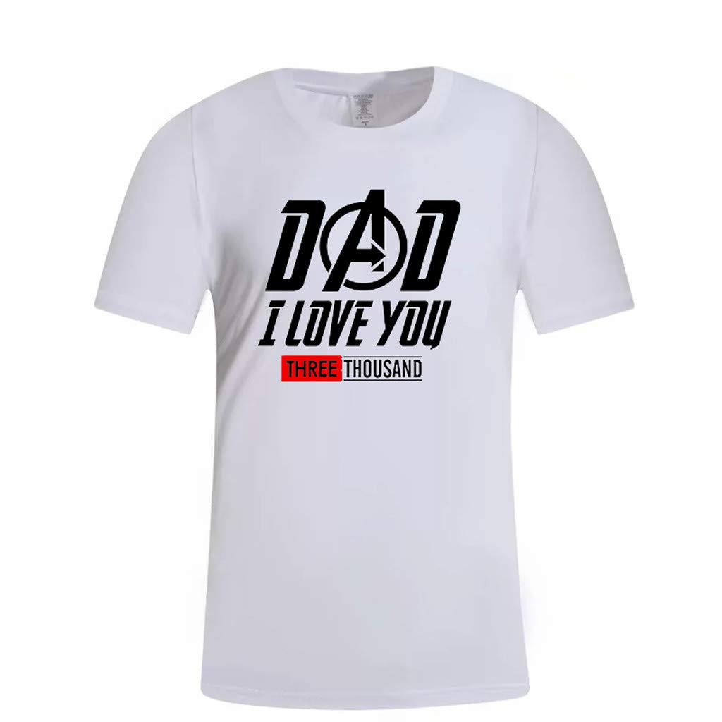 Starryflashing_men t-shirtMen Casual Fashion Print T-shirt Tops, Male Short Sleeve “I LOVE YOU 3000” Print Tee Shirt Blouse Tunic Tops