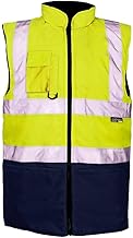 Supertouch Hi Viz 2 Tone Lined Bodywarmer Reversible Fleece Workwear Jacket Mens (S, Yellow/Navy)