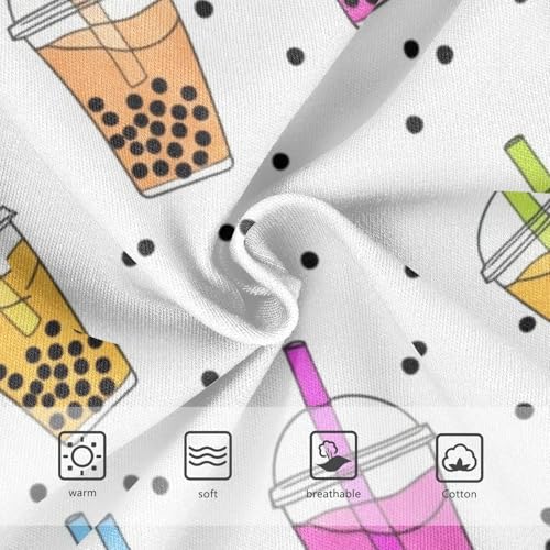 CHIFIGNO Boys' Briefs Cute Cartoon Bubble Tea White Kids Boys Underwear Breathable Cotton Underwear Briefs3