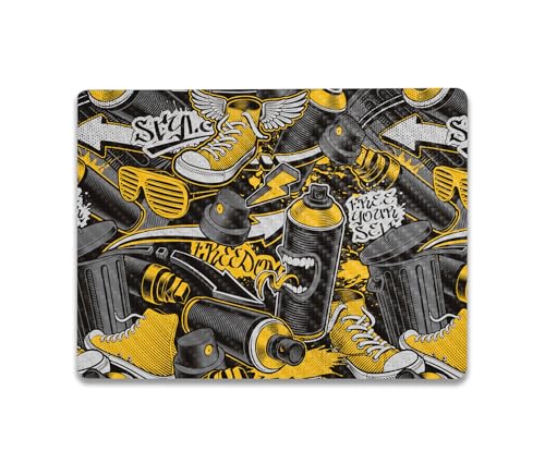 Image of MightySkins Carbon Fiber Skin Compatible with Microsoft Surface Laptop Go 3 (2023) Full Wrap Kit - Yellow Hip Hop | Protective, Durable Textured Carbon Fiber Finish | Easy to Apply | Made in The USA