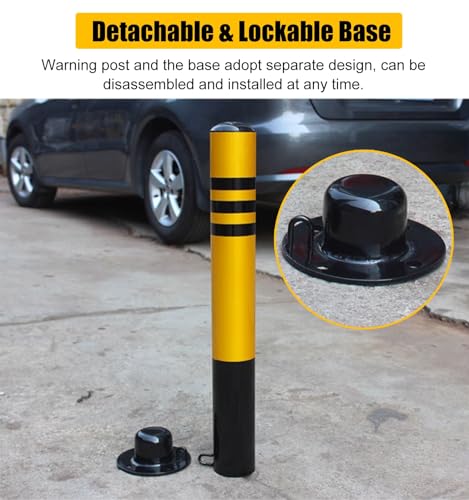 Garage Removable Parking Bollards, Reflective Safety Barrier Pole, Traffic Sensitive Areas Blocker Metal Pipe, Bolts & Lock Included (Color : W x H, Size : 11.4 x 120cm (4 1/2 x 47 1/4in))