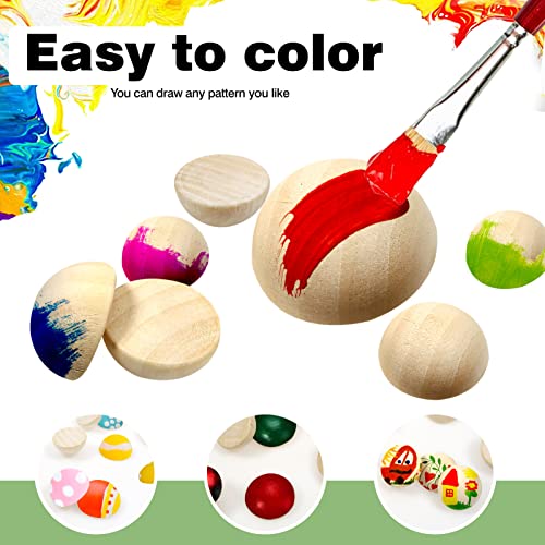 TOAOB 100pcs Half Wooden Beads Natural Unfinished Wooden Half Craft Balls 20mm Split Round Hemisphere Wood Ball for Painting DIY Jewellery Making Art Crafts Assortments - Image 4
