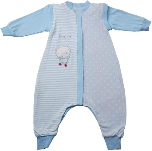 Miniatura 9 de Saco de dormir para niños pequeños con pies, grande (3-7T) de algodón de 1.5 tog de manga larga, saco de dormir para bebé con piernas para caminar,