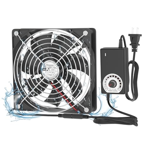 Eiovnur High Airflow 5.5'' Plug in Computer Fan with Speed Controller, 12v Computer Fan with AC to DC Power Adapter, for Greenhouse Grow Tant Reptile Terrarium Receiver Amplifier Xbox DVR Cooling