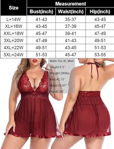 Avidlove Women Plus Size Babydoll Lingerie Lace Chemise Mesh Sleepwear - Image 6