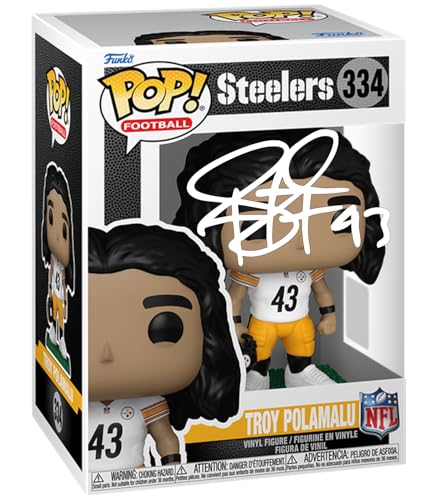 Troy Polamalu #334 Facsimile Signed Reprint Laser Autographed Funko POP! Football Pittsburgh Steelers Figurine with Protector Case