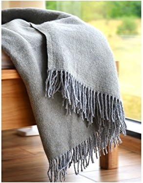 Blanket 100% Merino Wool, Throw, Blanket, Marble, light gray, 140 x 200 cm