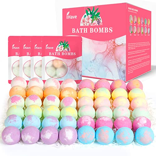 Ihave Bath Bombs For Women, 48 Small Bath Bomb Bubble Bath Set Spa Gifts For Women, Natural Handmade Bathbombs Rich In Essential Oils, Romantic Gifts For Her, Multicolor #TOP22