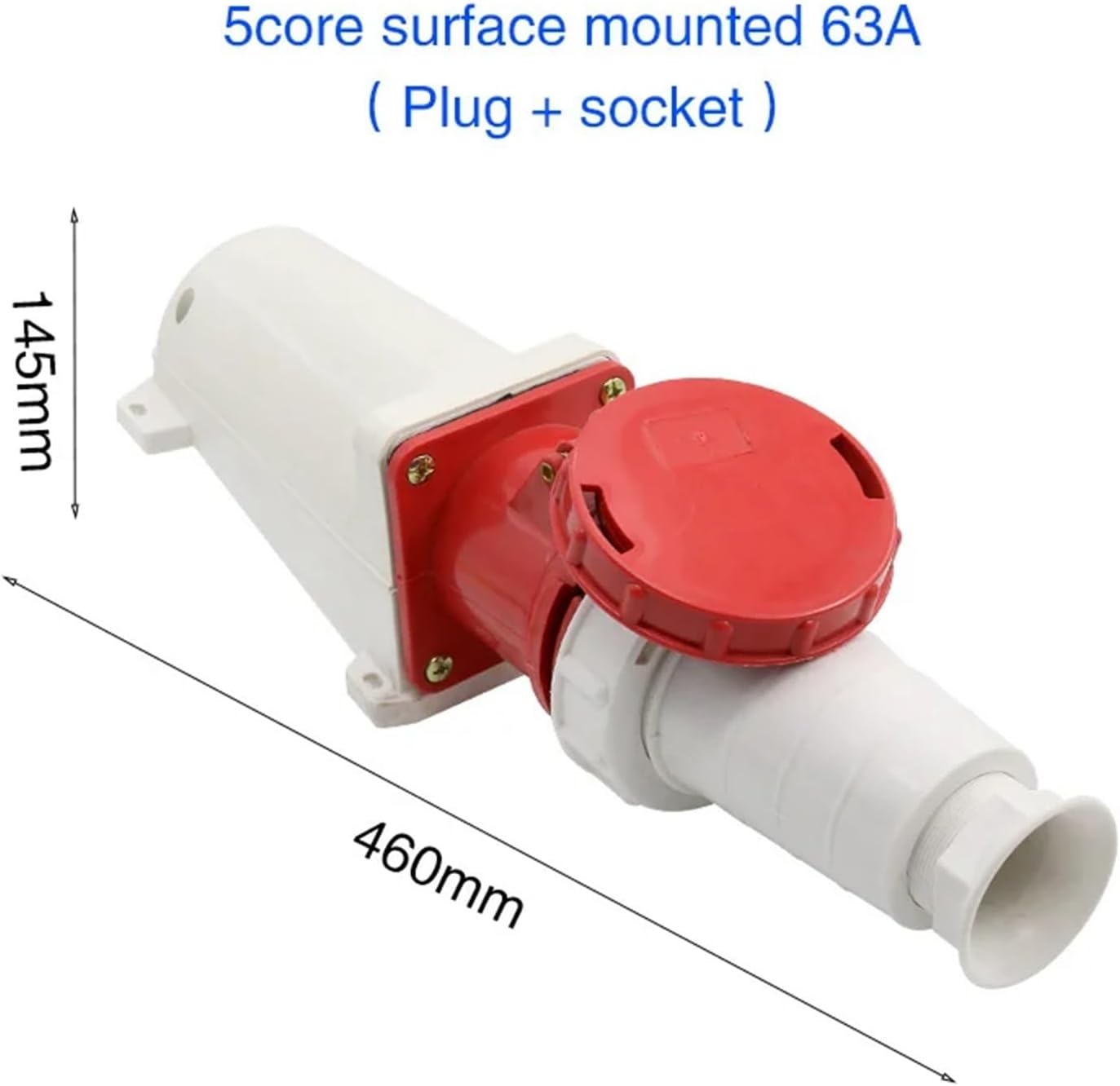 Waterproof Industrial Plug Socket 3 core 4 core 5 core Hole 63A Connector Surface Mounted Aviation Socket(3 Core Blue)