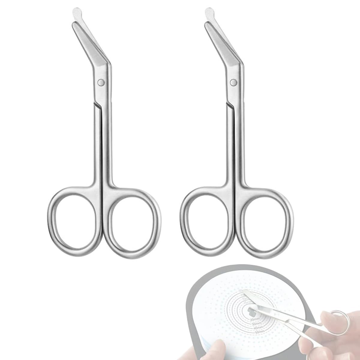 Forbici per stomia - Forbici per stomia con punta rotonda smussata per la cura della colostomia e ileostomia, in acciaio inossidabile, 11,2 cm, 1 pezzo
