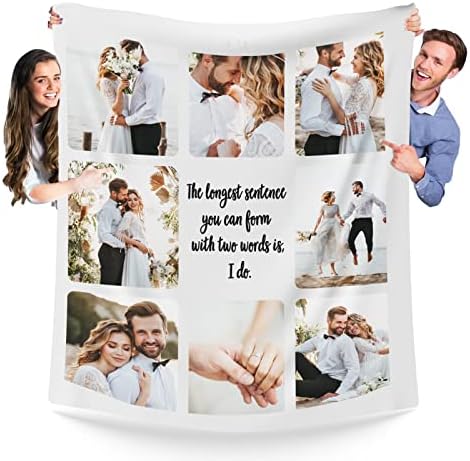 M YESCUSTOM Personalised Photo Blanket, Custom Fleece Throw with Text, Customized Picture Blankets Fathers Day Birthday Gift Fits Couch Sofa Bedroom Living Room 40x50 inch