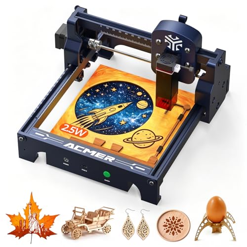 Mini Graveur Laser ACMER T1 2,5W Machine Gravure Laser Surface de Gravure 130×130mm,Découpe Laser 10000mm/min,Précision 0,01mm,Aucun Montage...