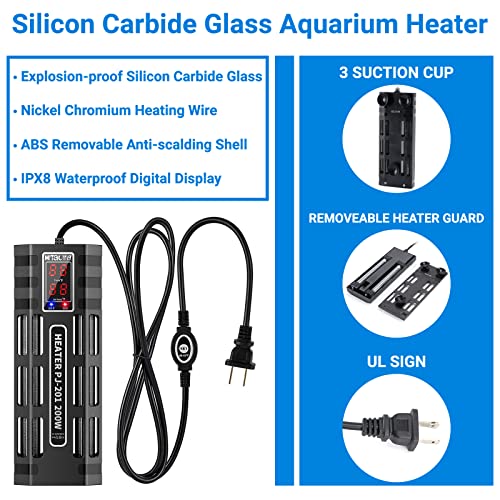 HiTauing 200W/300W/500W Submersible Aquarium Heater for 20-130 Gallon - Upgraded Double Quartz Tubes Fish Tank Heater… - Image 3