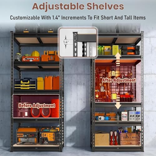 Image of JD FRESH 3-Shelf Boltless Metal Rack for Storage /30x24x12 Inch Adjustable Standing Shelf with MDF Wooden Plank /175kg Load Per Shelf Storage Rack /Utility Display Rack for Kitchen /Garage (Black)