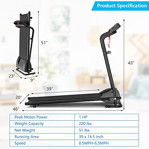 GYMAX Folding Treadmill, Electric Motorized Running Machine with 12 Preset Programs, LCD Monitor