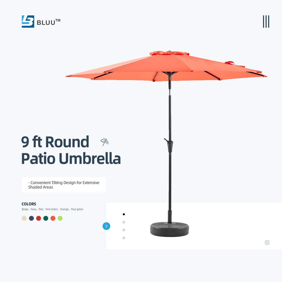 Bluu Patio Umbrella 9 Ft Outdoor Table M Buy Online In Japan At Desertcart