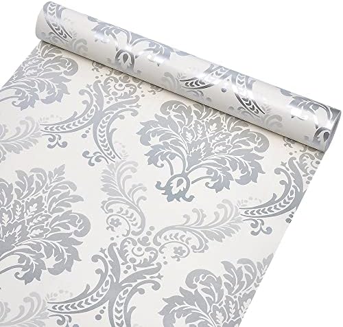 ZANCOS Damask 3D Vinyl Self-Adhesive Wallpaper – Ideal for Cabinets, Drawers, Shelves and Walls – White and Pink Contact Paper Wall Sticker (Color : A, Size : 45cmx10m)