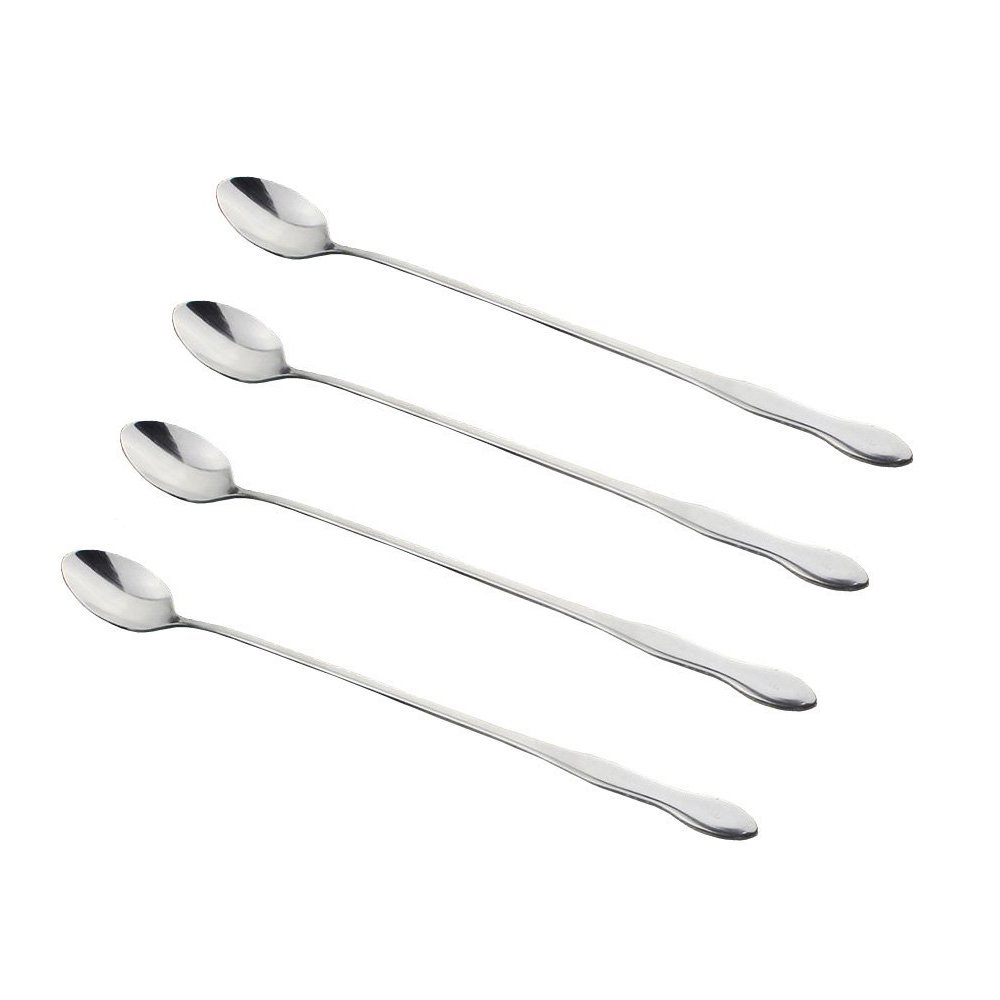 12-inch cuchara larga de té de acero inoxidable para mezclar,agitación de cócteles,café,zumos,juego de 4