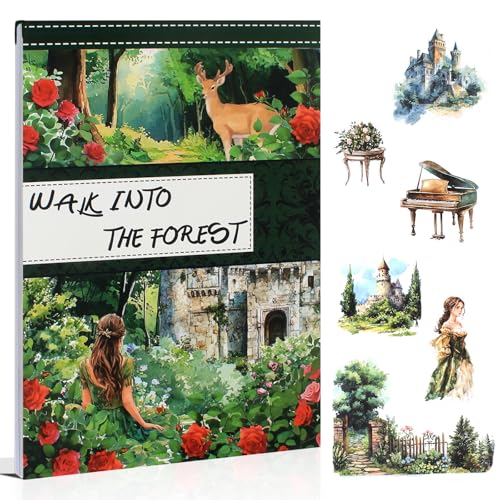 Carnets d'autocollants scrapbooking A5 Emerald Wilderness Nature pour bullet journal créatif