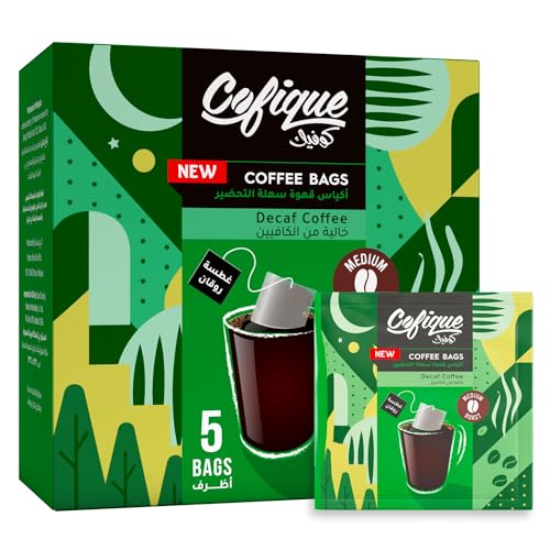 Cofique Decaf Coffee 5 Cofique Coffee Bags 7g Per Bag Easy To Prepare 100% Arabica Coffee Balanced Flavor With A Calming Immersion