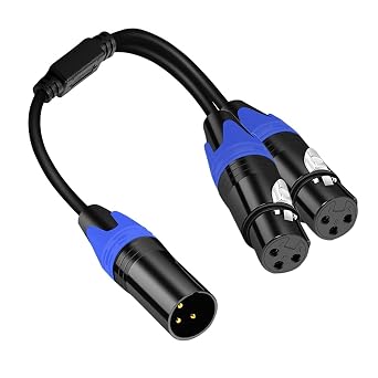 Male to Dual Female XLR Y Splitter Microphone Cable, 3-Pin Balanced Audio Cables for Stereo Mic to L & R Audio Track 1.6FT/ 1 Pack