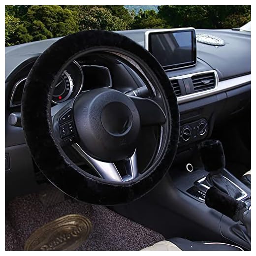 Smeyta Car Steering Wheel Cover for Winter,Soft Fluffy Car Steering Wheel Cover,Universal 15INCH for Womens/Girls,Soft Cozy Car Steering Wheel Protector(3PC-Black)