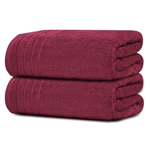 Tens Towels Pack of 2 Extra Large Bath Sheets 35 x 70 Inches, 100% Cotton, Larger & Lighter Weight, Quicker to Dry, Super Soft & Absorbent, Oversized Bath Towels, Burgundy