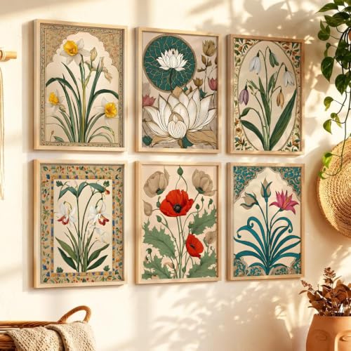 Image of kotart Premium Digital Madhubani Art Paintings with Frame for Home Decor - Wall Painting Bedroom Living Room Hotel - Pack of 6 (14X20 Inch, decoration)