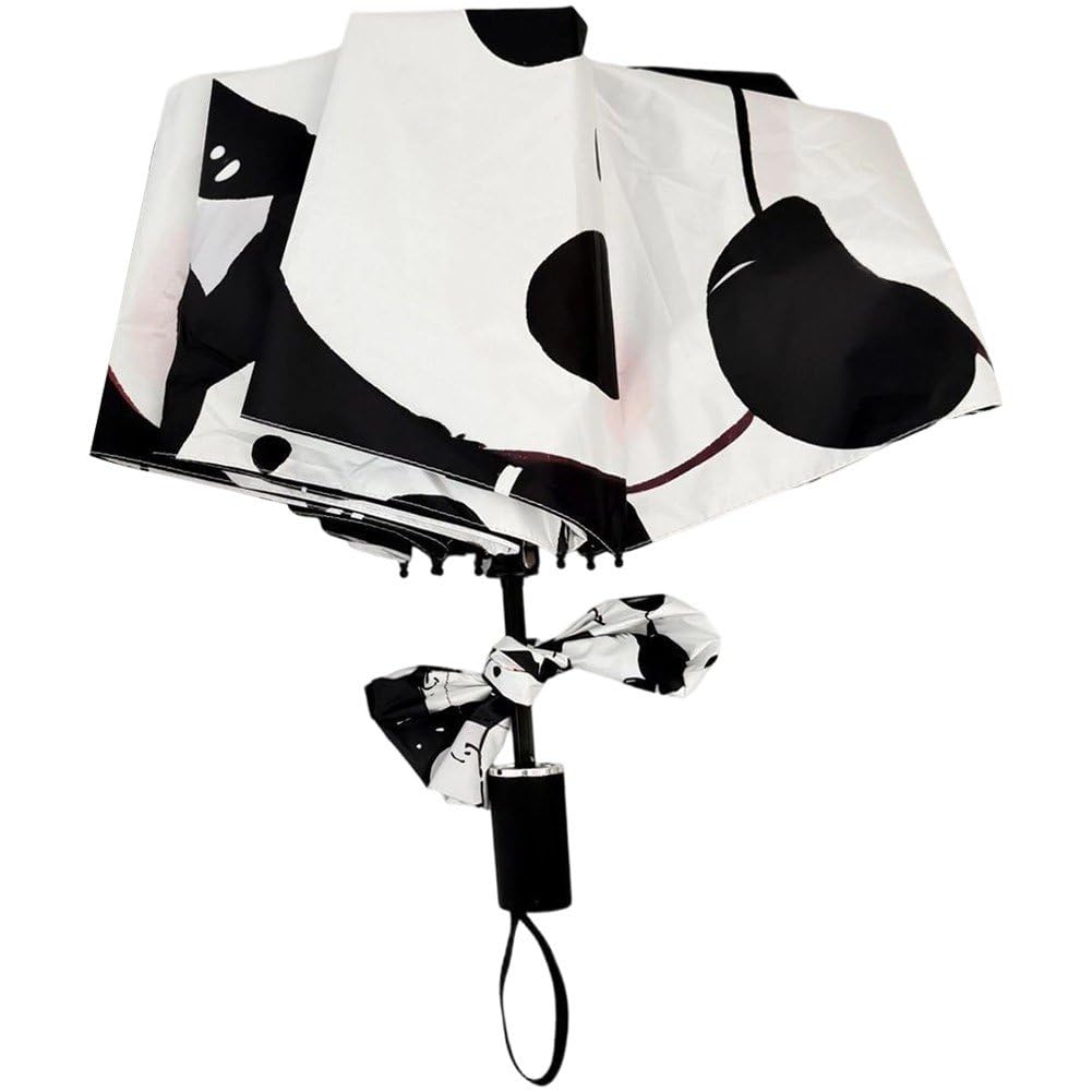 Casiler Women's Black White ' Cute Umbrella Panda Three Fold Windproof Travel Umbrella Black Coating Sunscreen Umbrella Sunshade Umbrella