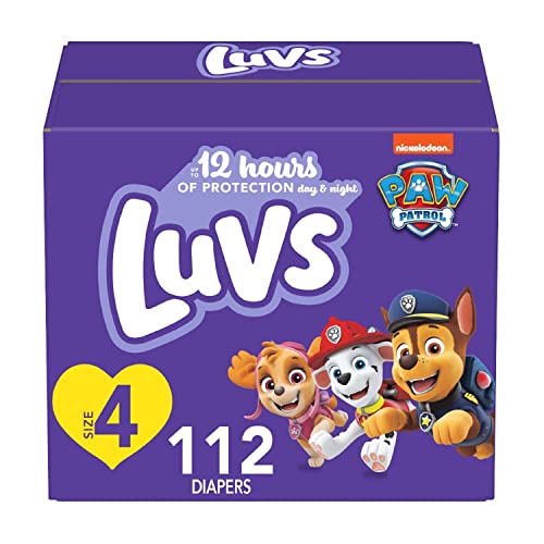 Luvs Diapers - Size 4, 112 Count, Paw Patrol Disposable Baby Diapers