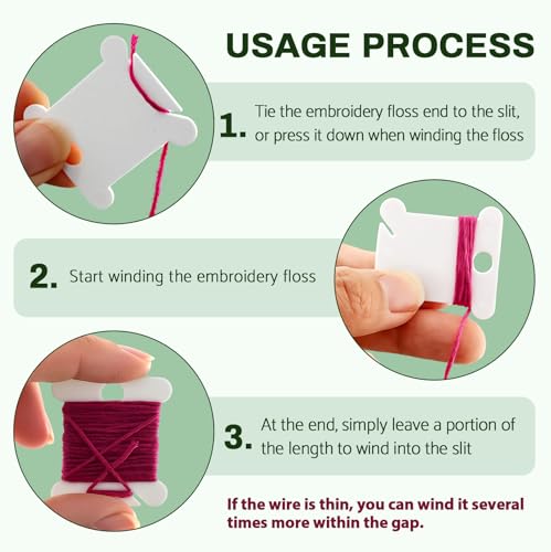 image for Geuoaoa 300 Pcs Embroidery Floss Bobbins, Plastic Embroidery Floss Org