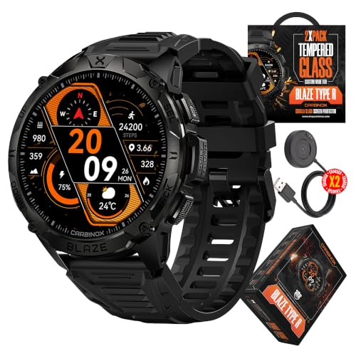Image of CARBINOX Blaze Smart Watch with GPS - Rugged Fitness Trackers, IP69K Waterproof, 170+ Sports Modes, Gorilla Glass, Make /Receive Calls, Android & iOS Compatible