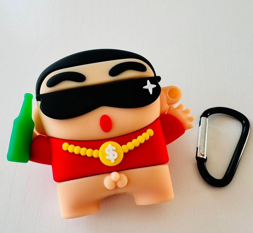 Image of Techmount Compatible with Airpods Pro GEN-2 (2022) Case Cover Silicone Cartoon Character 3D Cover Wtih 360 Protection Airpods Pro 2 Cover Case (NOT for Any Other AIRPODS) (Rich Shinchan)