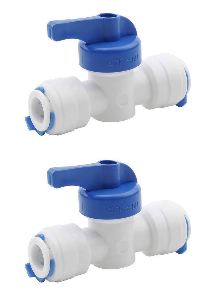 Inline Tube Tap Shut Off Ball Valve Quick Fitting Connection Aquarium, RO Water Filter (2, 3/8 INCH)