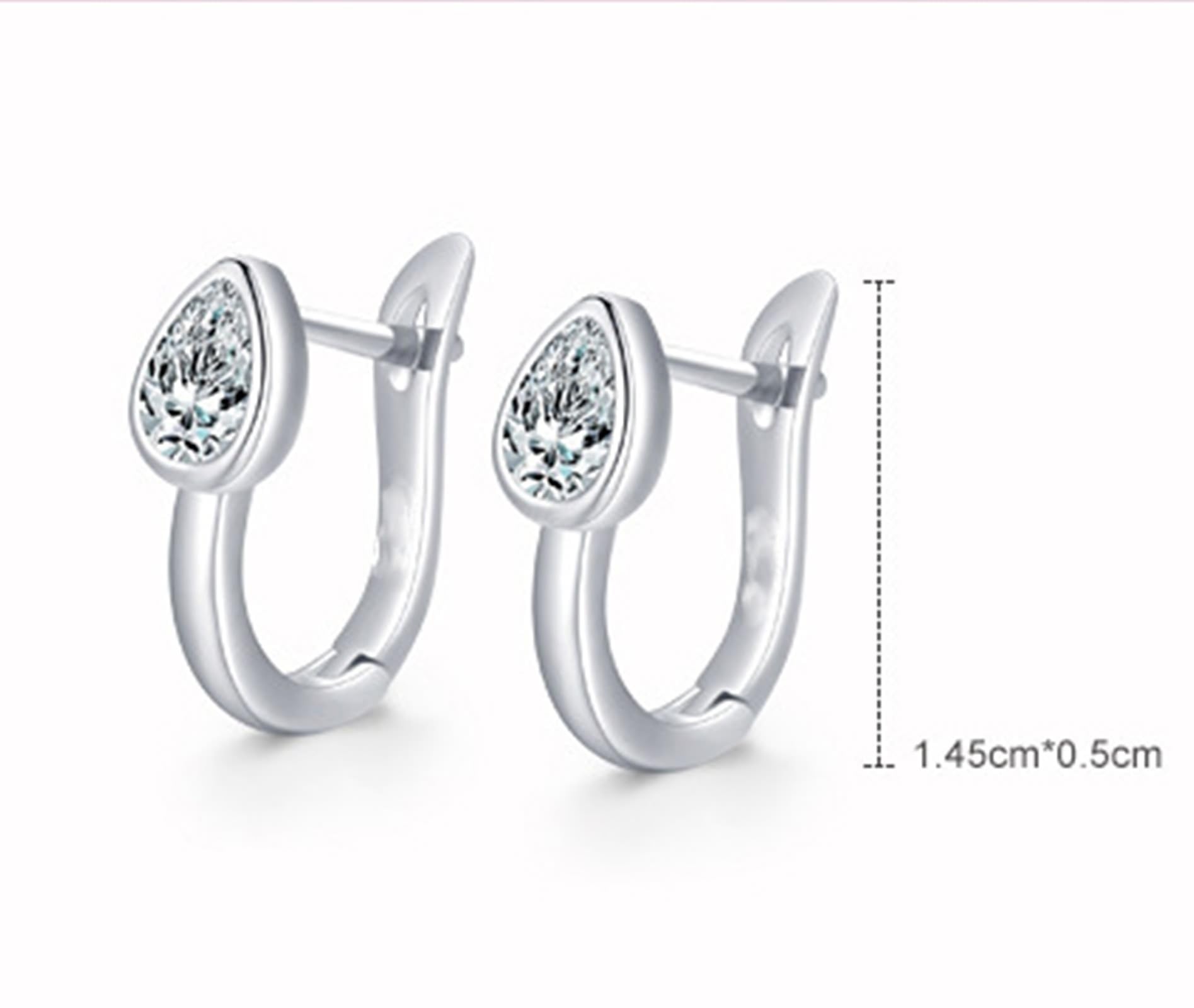 Kolczyki białe złoto 18K prawdziwe złoto biżuteria z kroplami moissanit, łza Platinum PT950 Creole