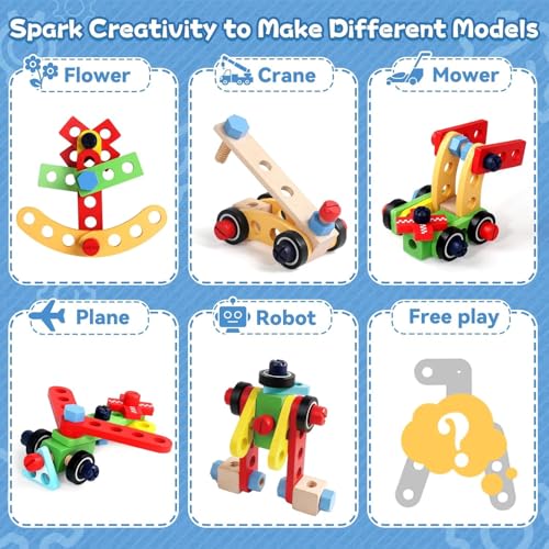 Image of SAMVARDHAN 44Pcs Wooden Tool Kit Set for Kids with Electric Drill & Carry Case - Montessori Construction Toy Kit with Tools, Nuts & Bolts, Educational Building Set for Boys & Girls (3+ Years)