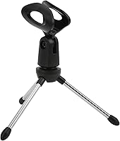 Vista 1 de Soporte para micrófono de escritorio, 5/8 pulgadas con rosca de escritorio, trípode a prueba de golpes, fácil de almacenar, ángulo ajustable