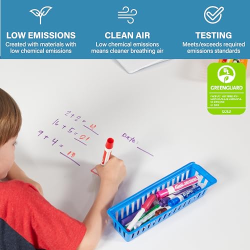Image of FDP Dry-Erase Horseshoe Activity School and Office Table (60 x 66 inch), Standard Legs with Ball Glides for Collaborative Spaces, Adjustable Height 19-30 inches - Whiteboard Top and Black Edge
