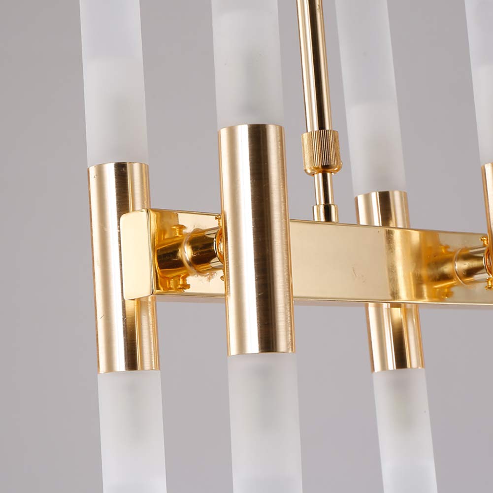 Nowoczesny żyrandol LED 16-punktowa oprawa wisząca Regulowany akrylowy klosz Lampa sufitowa do kuchni, jadalni Salon - elegancki złoty design LWX