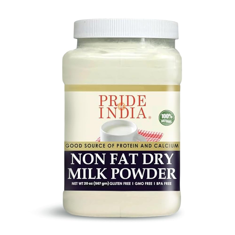 Pride Of India - Nonfat Dry Milk Powder - Protein & Calcium Rich - 1.25 lbs (20oz) Jar