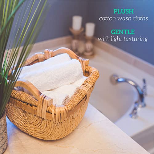 Image of GREEN LIFESTYLE Bulk Washcloths 12x12 60 Pack - Face Towel, Wash Clothes for Body and Face - 100% Pure Cotton Wash Cloths for Your Body (White)