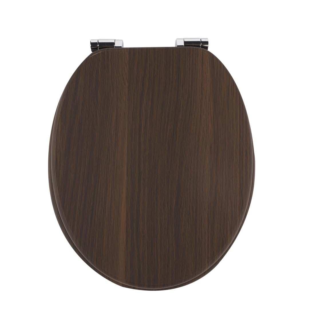 SAINOS MDF-Toilettensitz, Toilettendeckel mit Soft-Close-Mechanismus, O-förmig mit verstellbaren Scharnieren aus Zinklegierung, verhindert Rostbildung, 180 kg Belastbarkeit, ergonomisches (W120)