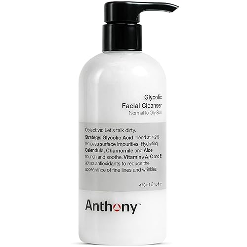 Anthony Limpiador facial glicólico para hombres Limpieza diaria de lavado facial y preparación de afeitado Hidratante, exfoliante y suave para la