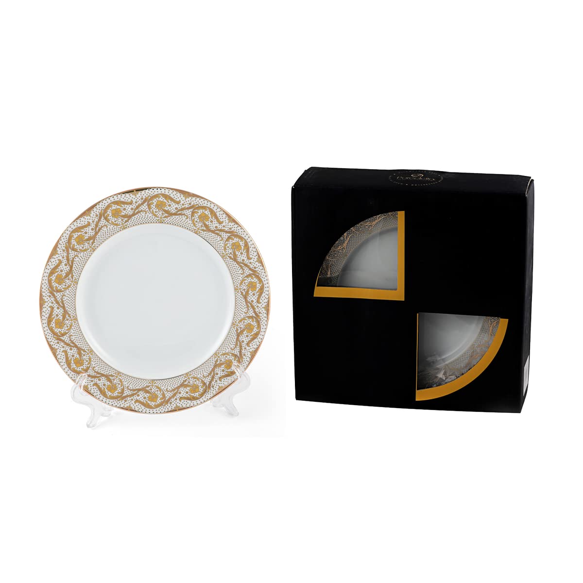 Porceletta porcelain b&b vip plate 6-piece set, gold/ivory