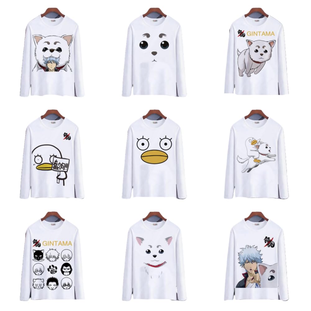 Amazon | 銀魂 長袖 エリザベス 坂田銀時 神楽 定春 長袖Tシャツ 丸首