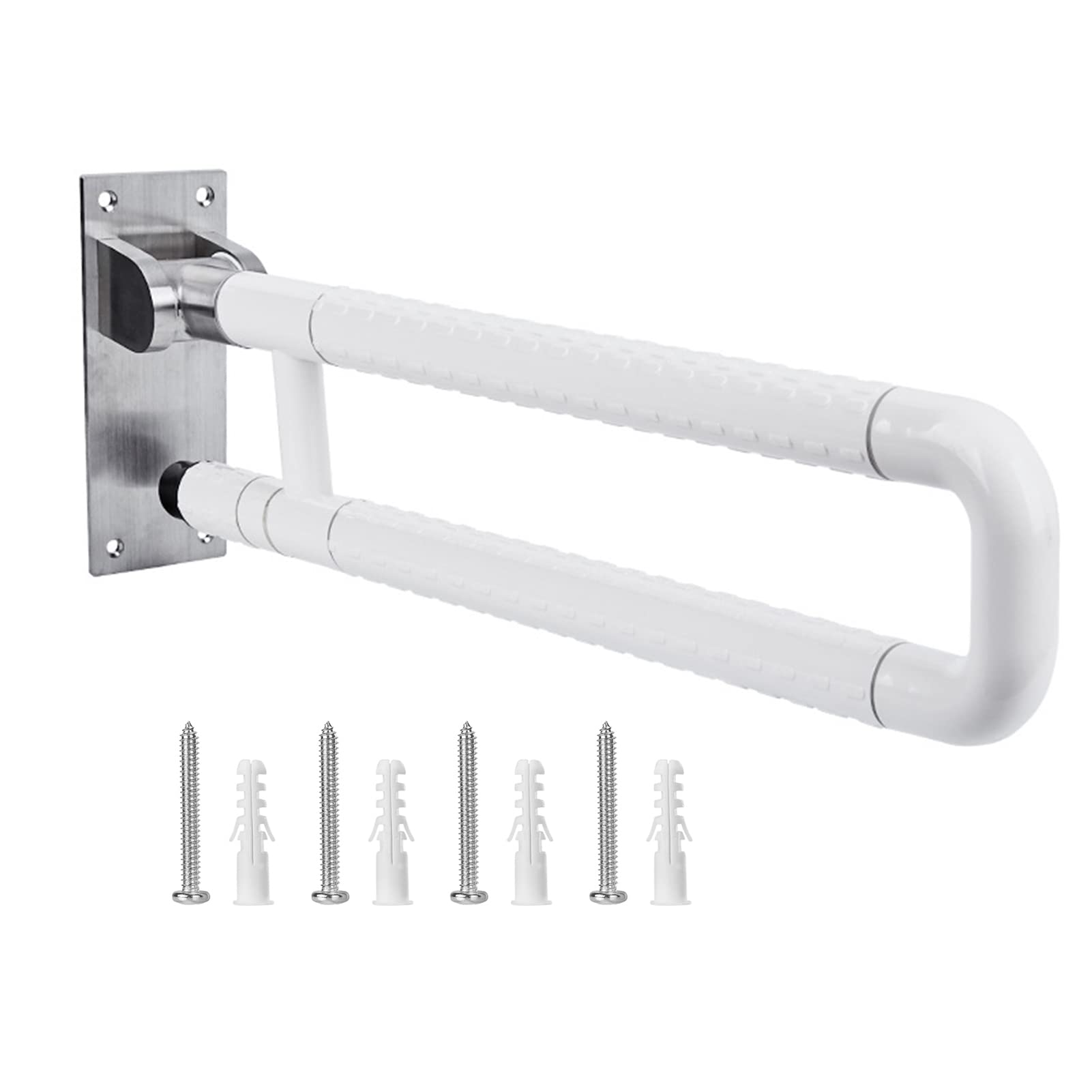 WDSOPK Bathroom Grab Bars Rails Foldable Toilet Handrail Non- Safety Rail Toilet Aid Assist Support Bars Wall Mounted Grab Bar for Disabled Pregnant Elderly,White,75cm（White-60cm）